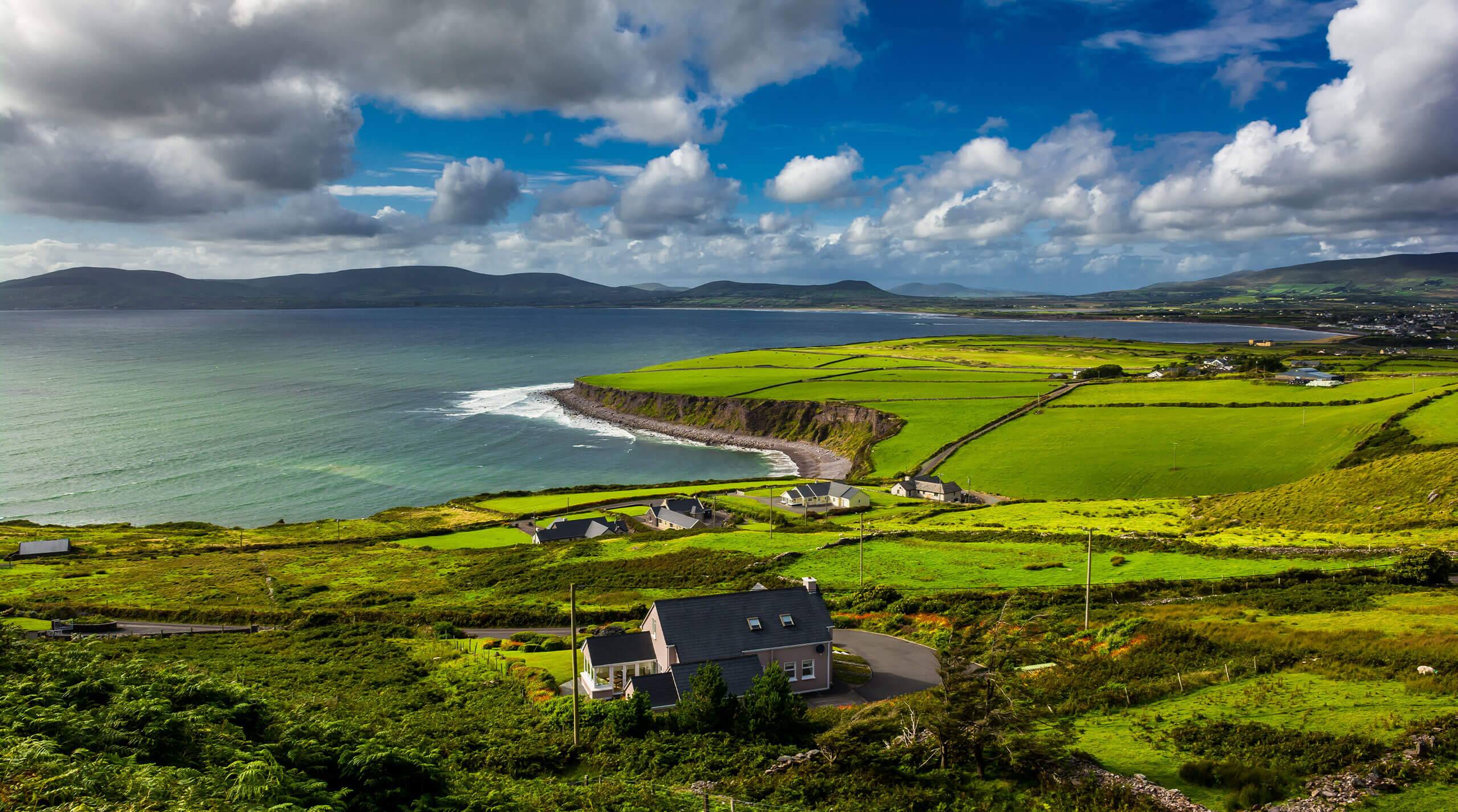 Scenic Landscape of Irish coast, rural retreat holiday homes collection in Ireland