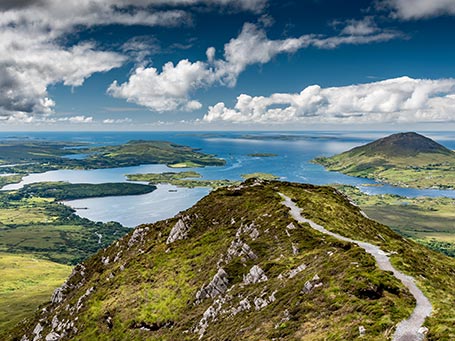 View from the top of the Diamond Hill, Letterfrack, Connemara National Park, Galway, Ireland