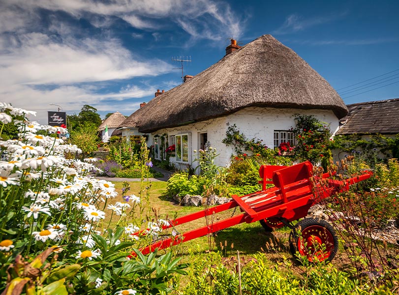 The Thatched roof cottages of Adare in County Limerick, Ireland