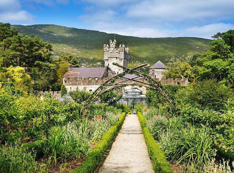 Beautiful gardens and castle located in Glenveagh National Park in Donega