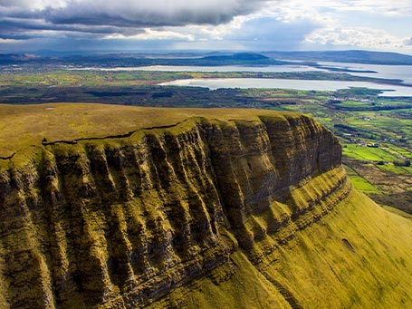Aerial view of Benbulben Benbulbin in County Sligo, Ireland