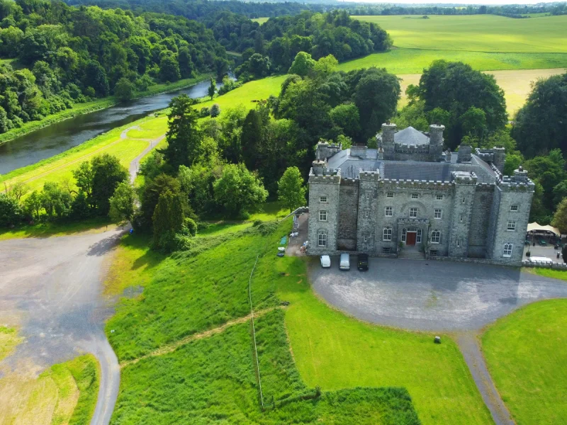 Aerial view of the Slane Castle in County Meath, Ireland