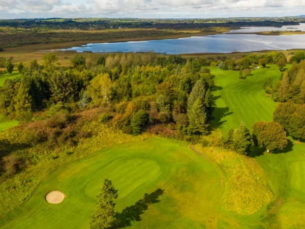 Rural retreat holiday homes - aerial view of Athlone Golf Club, Hodson Bay in County Roscommon, Ireland.