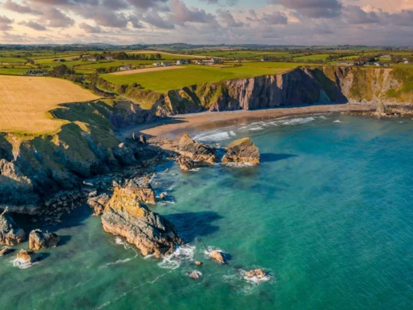 Aerial Coastline Landscape Photo of Ballydowane Beach in County Waterford, Ireland