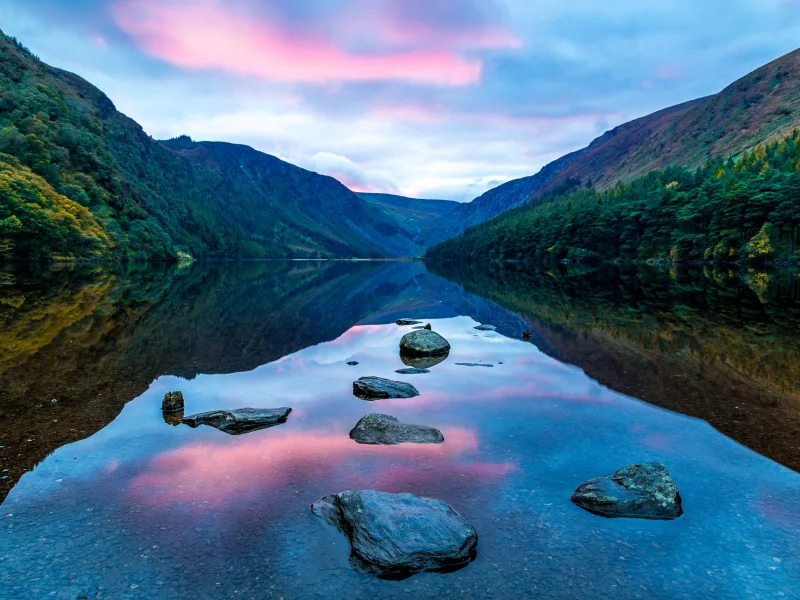 Beautiful Glendalough Lake in County Wicklow, Ireland