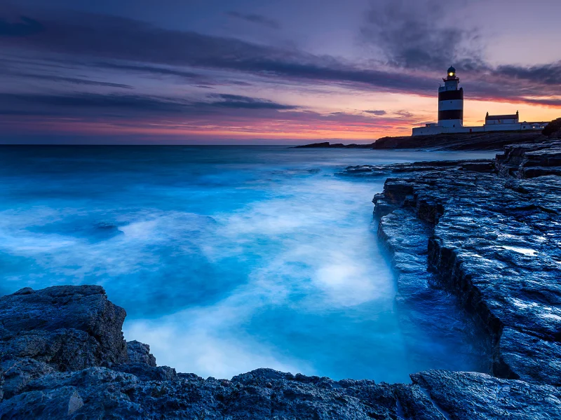 Hook Head Lighthouse evening time - popular attraction - a coastal lighthouse in County Wexford - Ireland