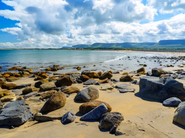 Beautiful sunny Irish coast, Wild Atlantic Way holiday homes in County Sligo, Ireland.