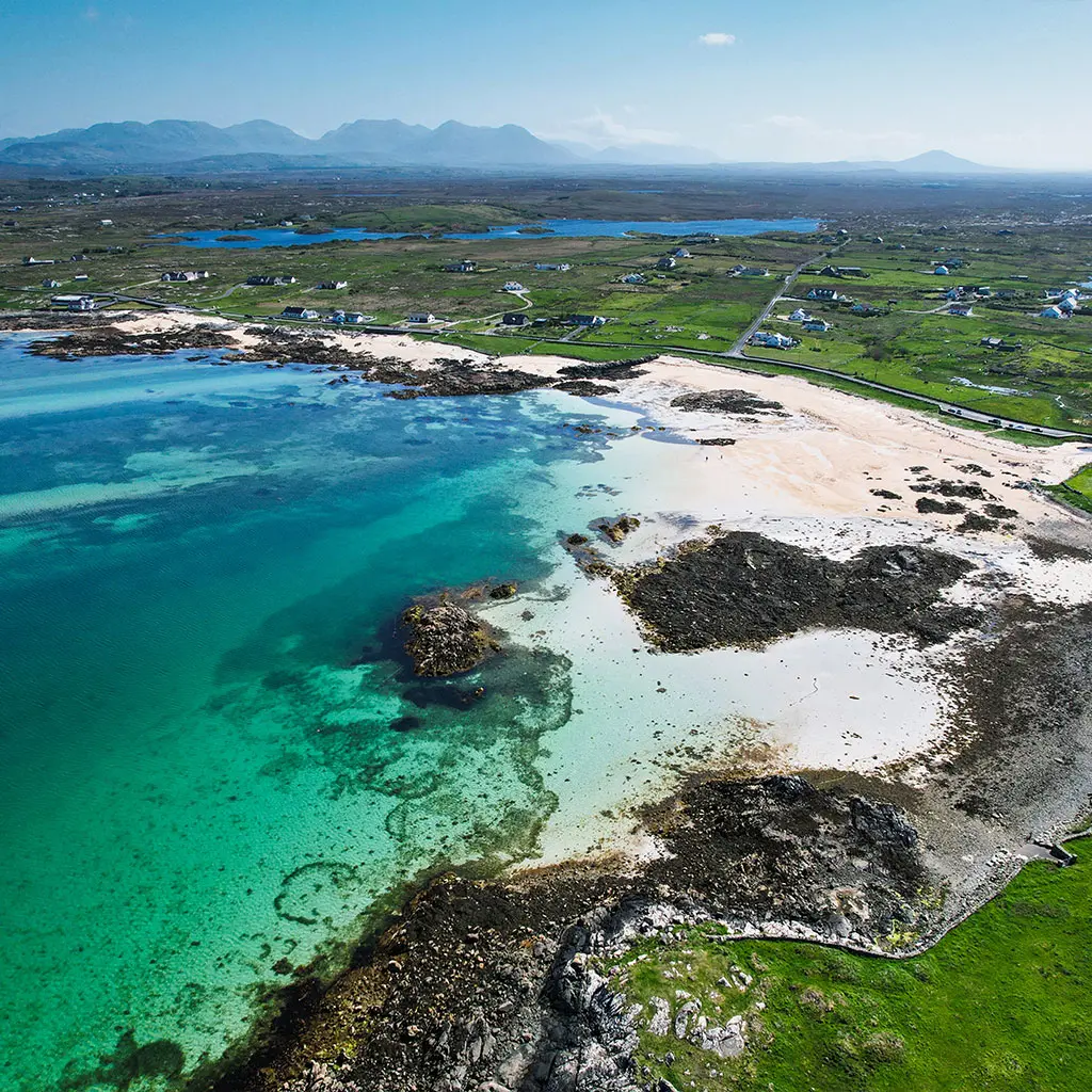 Aerial view of beautiful Mannin Bay Blueway close to Ballyconneely in Galway © Adobe Stock