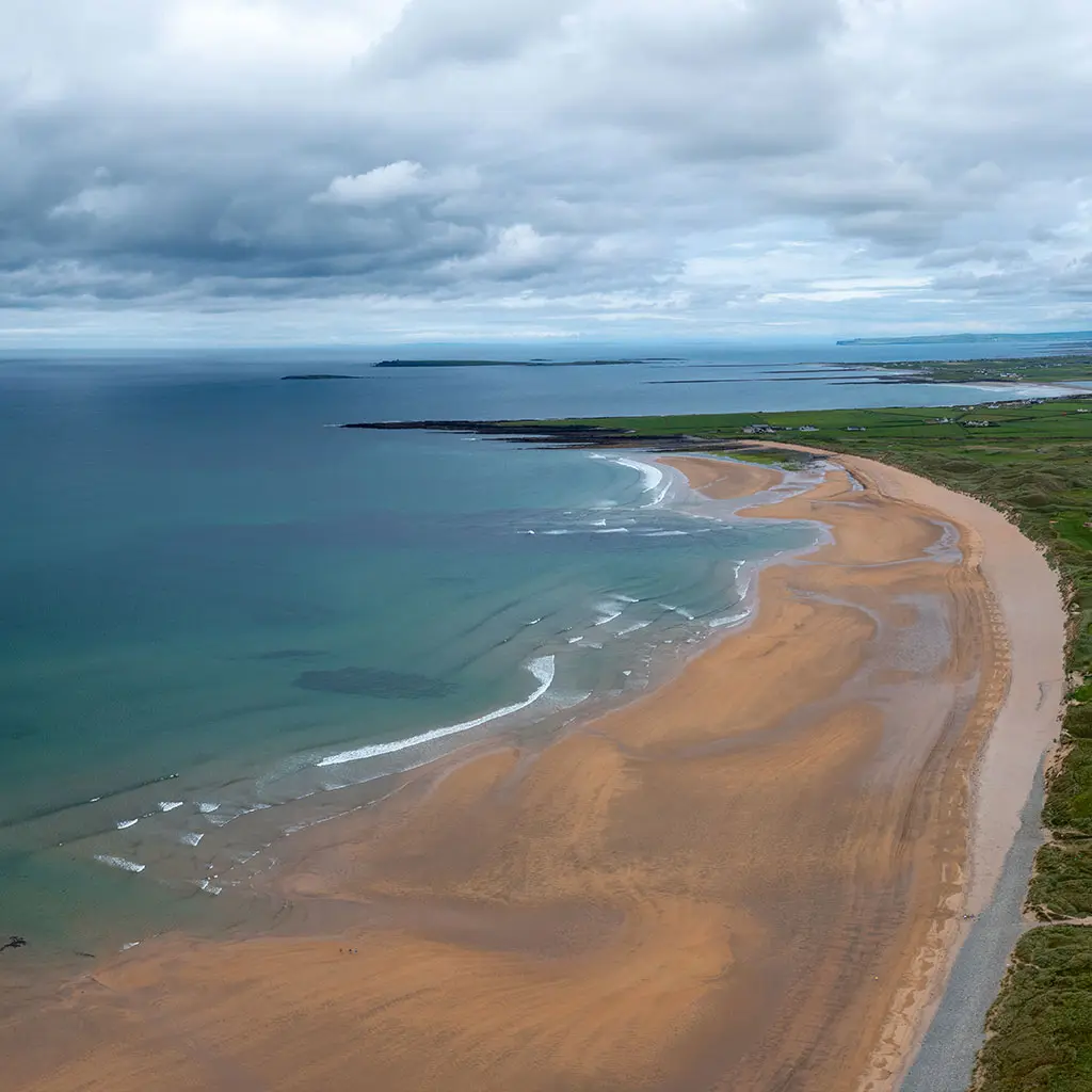 Aerial view of Doughmore Bay and Beach close to Doonbeg in Clare