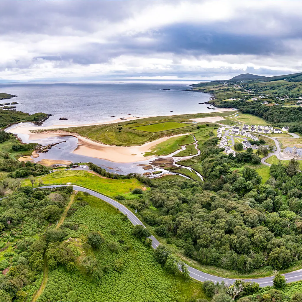 Aerial view of the Fintra beach a blue flag beach near Killybegs in Donegal © Adobe Stock