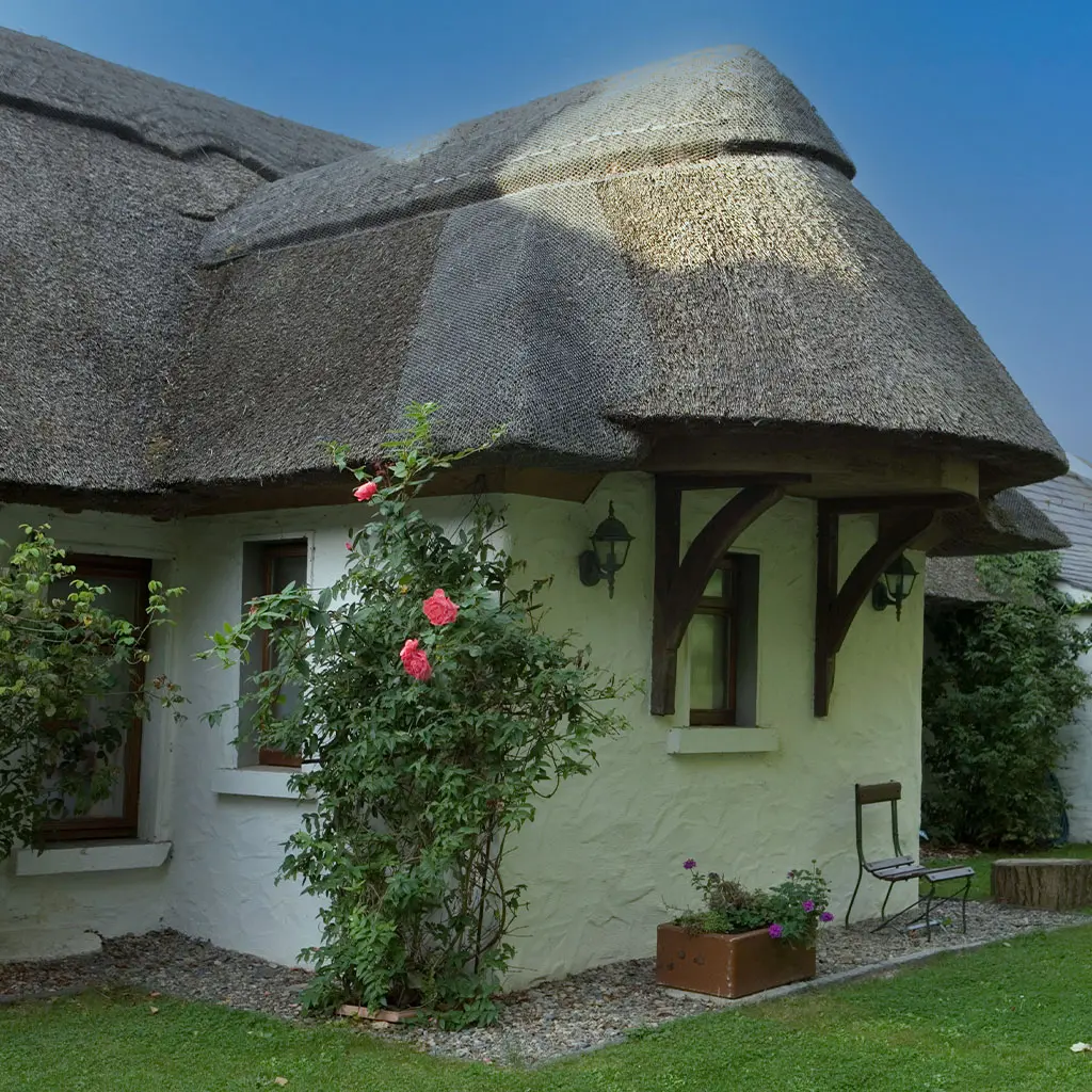 Thatched cottage in Bettystown, County Meath, Ireland.