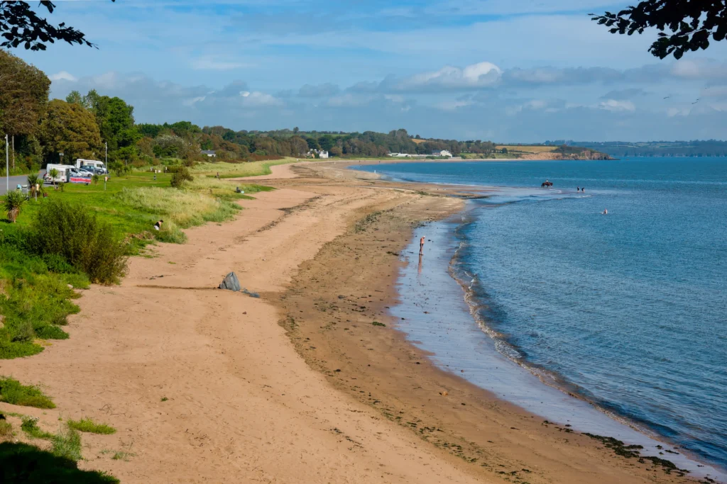 Aerial view of woodstown Beach, Co. Waterford, Ireland